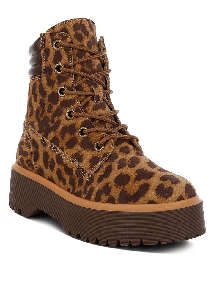 Ujola High Ankle Leopard Real Suede Leather Boots for wholesale by Rag Company