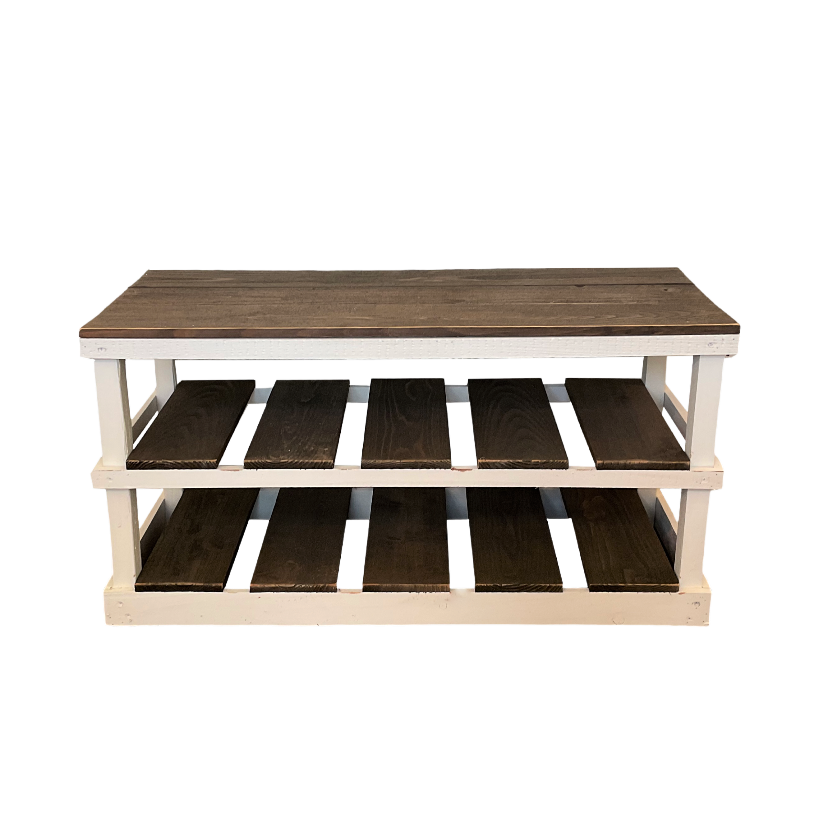 Intrinsic Haven - Vente Étagères à chaussures - Banc-rangement rustique en bois à deux étages pour chaussures16