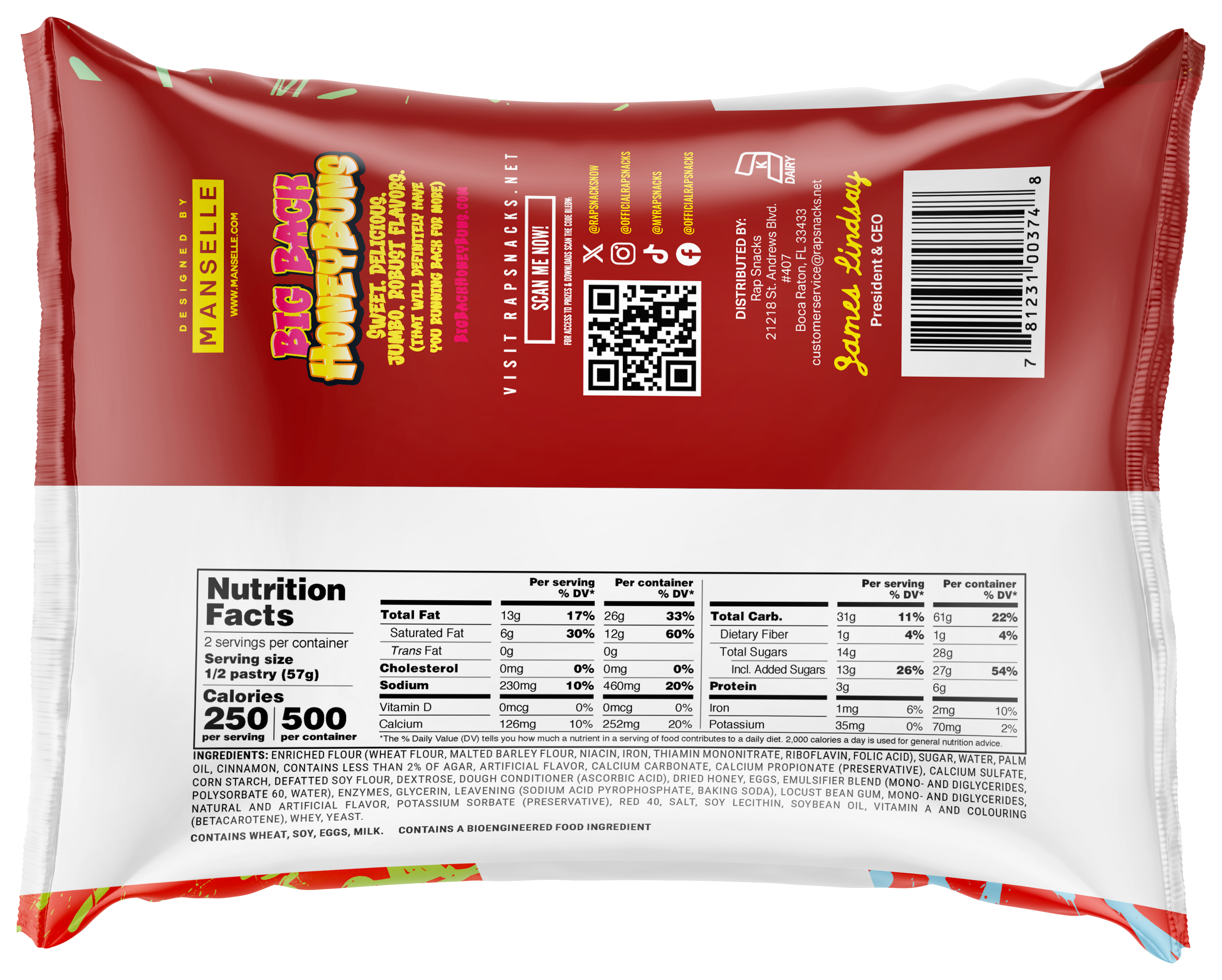 Rap Snacks – Cookie por atacado – Rap Snacks Big Back Pãezinhos de Mel e Morango (134g)2