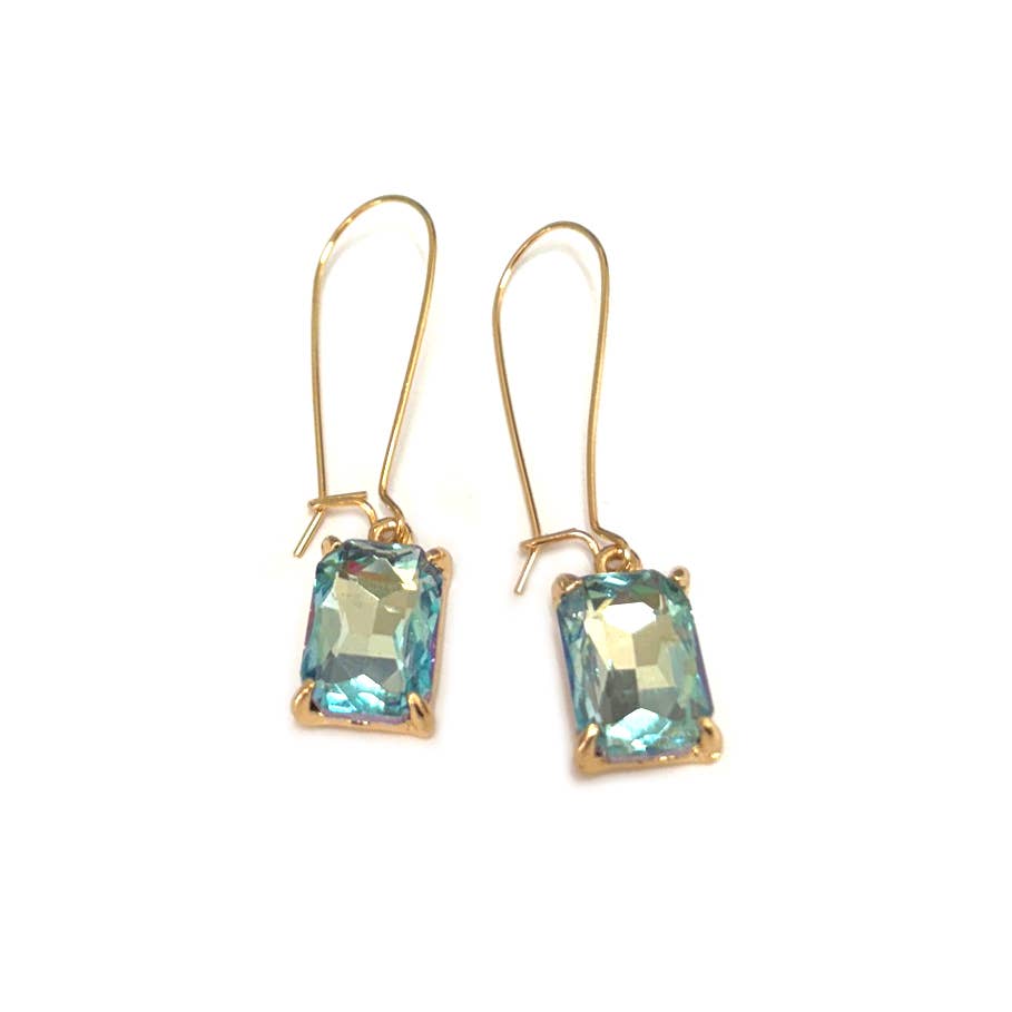 StarryNYC - Wholesale Dangle Earrings - Midi Rectangle Glass Bead with Kidney Wire Dangle Earrings13