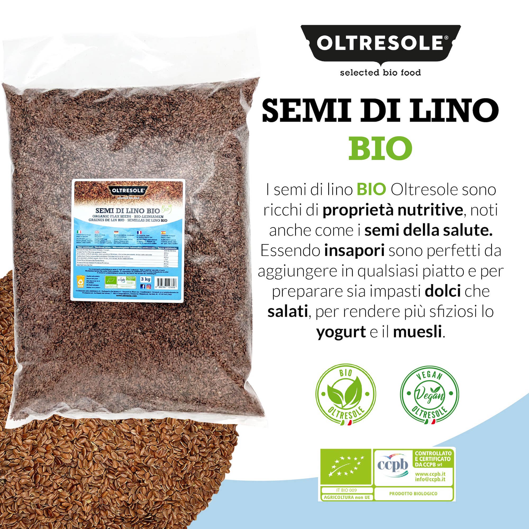 Oltresole - Wholesale Seeds/Kernels - ORGANIC FLAXSEEDS 3 Kg4