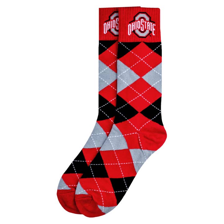 Ohio State Buckeyes Red Argyle Dress Socks for wholesale by Donegal Bay