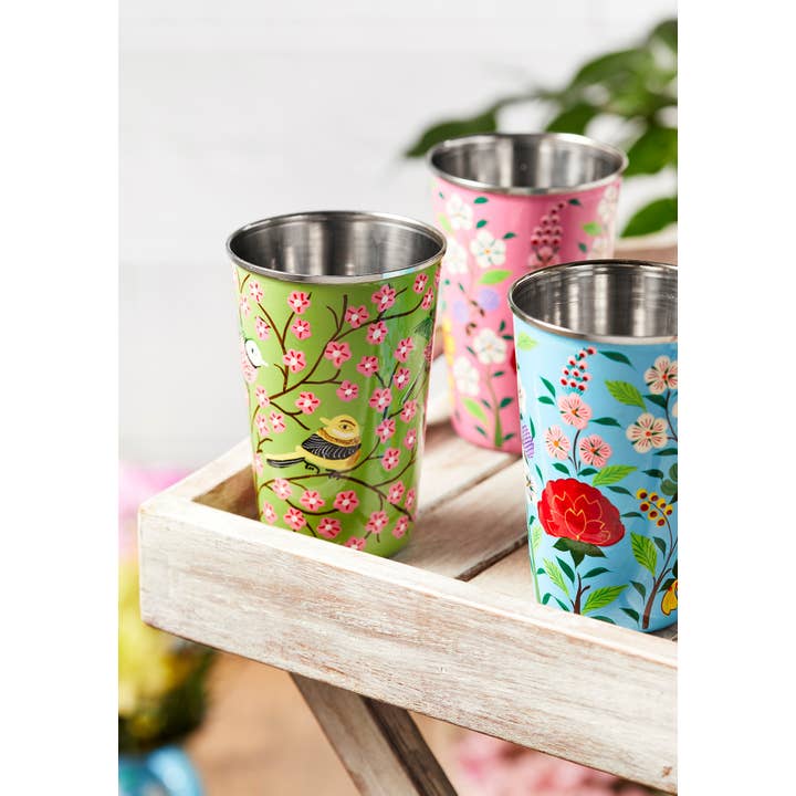 Namaste - Wholesale Insulated Mug/Tumbler - Sanasar Hand Painted Enamel Tumbler