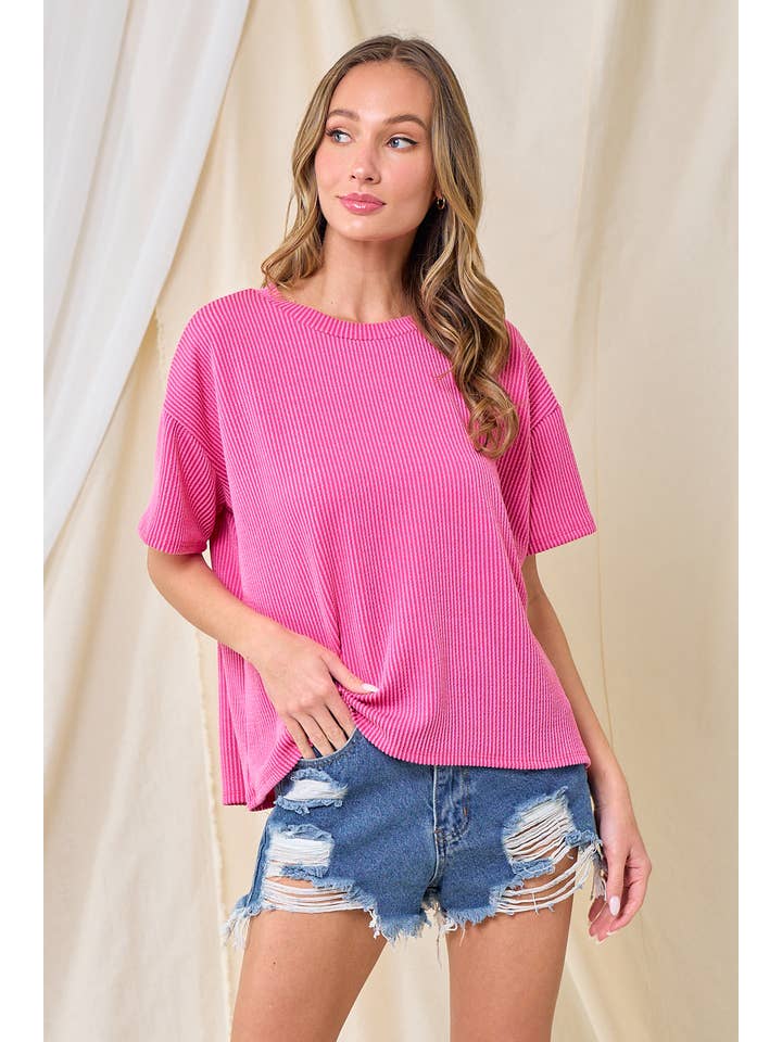 lovely melody - Wholesale Knit Top - Women's - LMT3979-Everyday Relaxed rib top