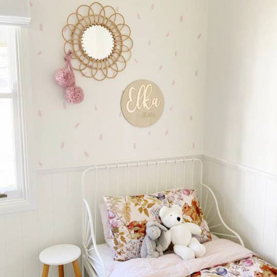 Round Wooden Name Sign | Door name Plaque for wholesale by Lavender Co Creative