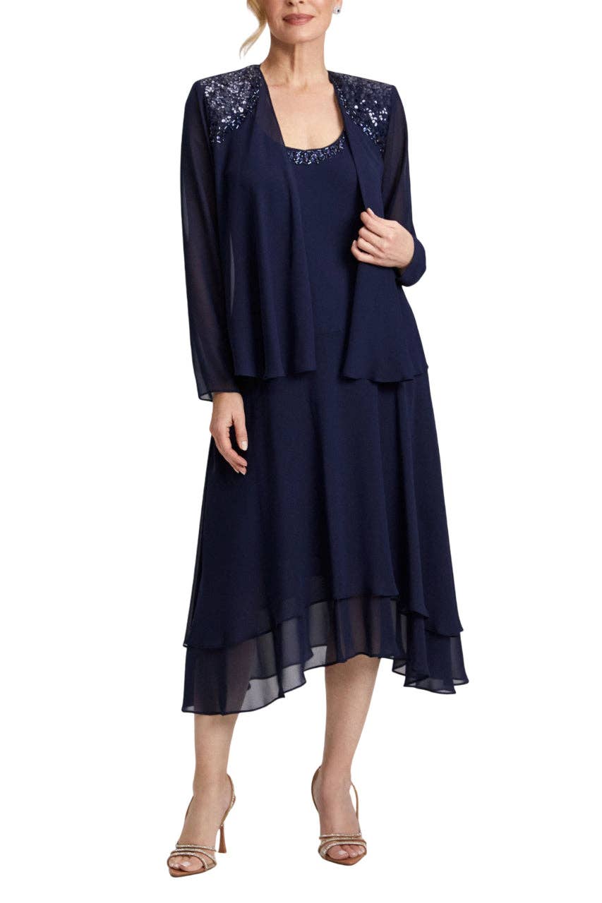 Immediate Apparel - Wholesale Dress - Women's - SL Fashion Beaded Trim Chiffon Dress Jacket Set6