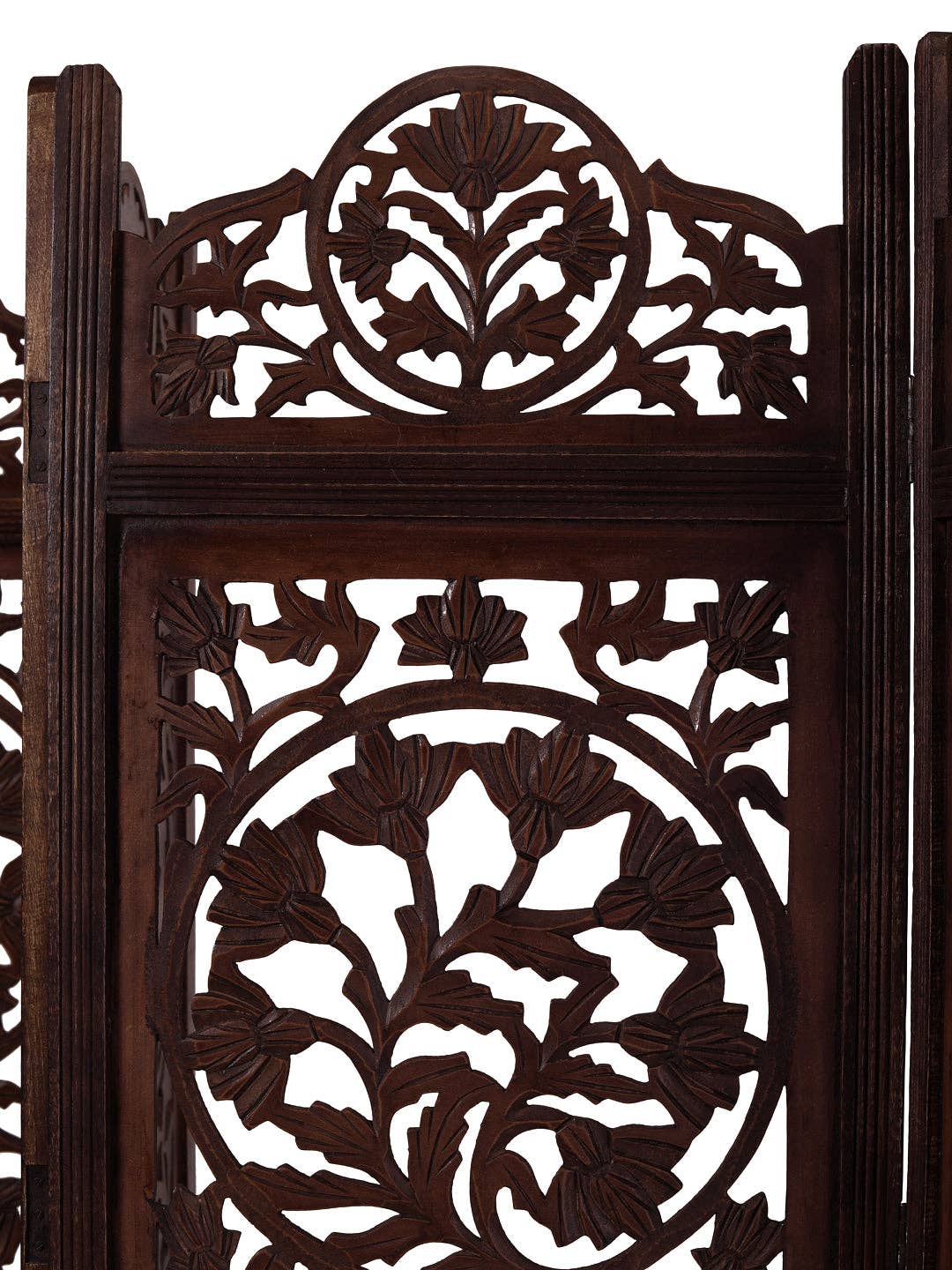 iAnanas - Wholesale Room Divider - Mango Wood Room Divider - 5 Panel Floral Handmade Screen, Privacy Screen & Decoration for Living Room, Bedroom, Balcony & Office - Brown (254x3x180 cm)3