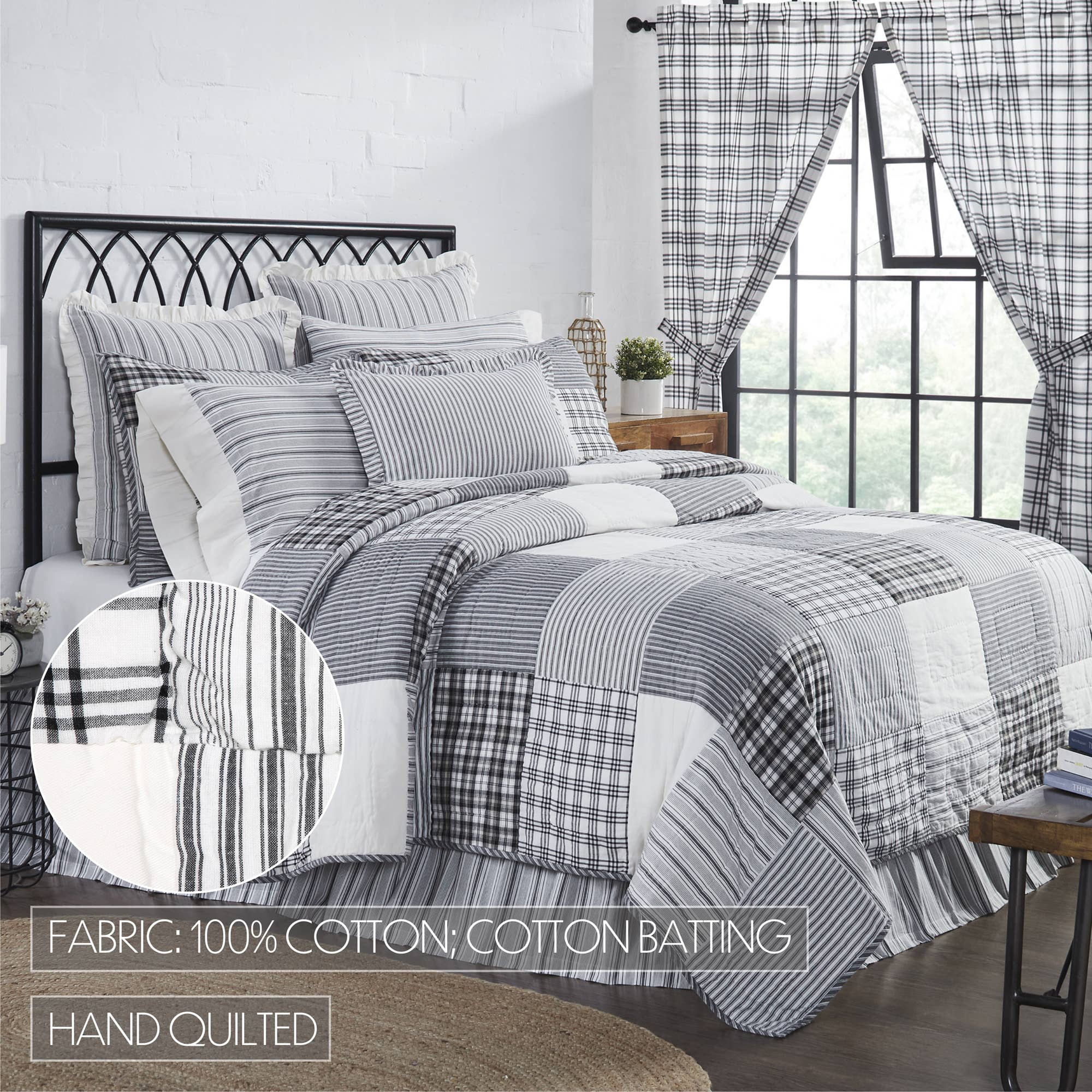 VHC Brands - Vente Courtepointe - Couette double noire Sawyer Mill 68Wx86L5
