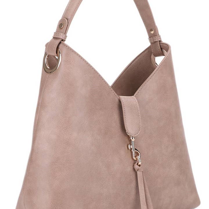 MiMi Wholesale - Wholesale Shoulder Bag - Women's - Clasp with Tassel Accent Women's Hobo Shoulder Bag