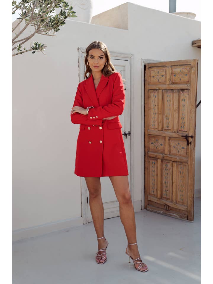 Attentif Paris – Engroshandel Jakke - Dame – Solid dobbeltradet blazer-kjole med guldfarvede knapper21