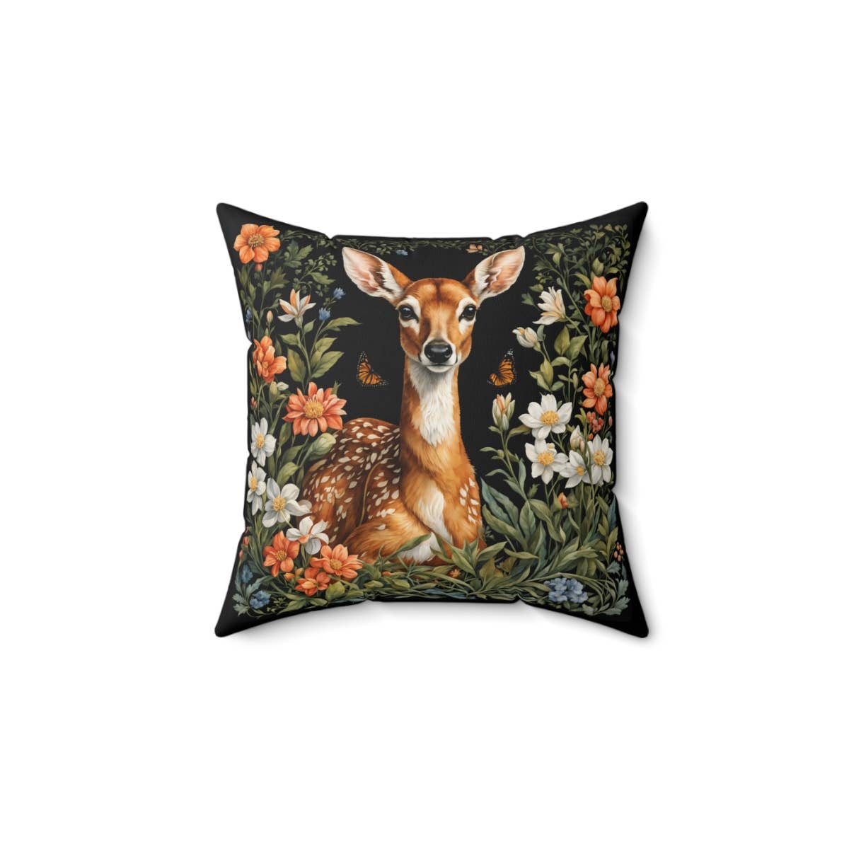 Upside Down Owl Farm - Vente Coussin décoratif - Coussin carré en polyester filé par cerf, oreiller Woodland Deer