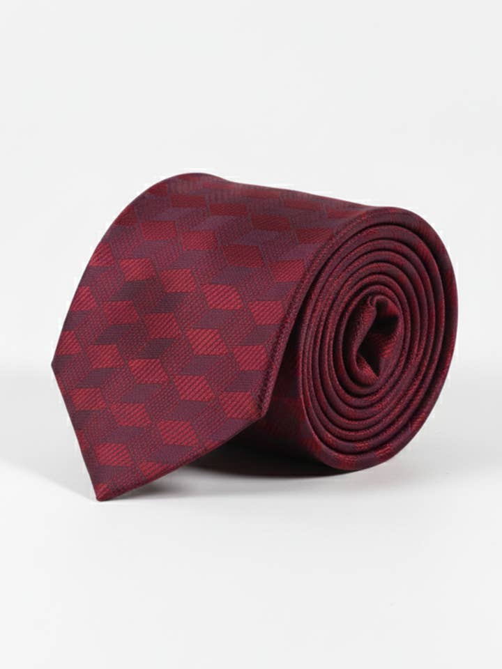 Classic Red Necktie with Stylish Line Pattern
for wholesale by Masculine Moda