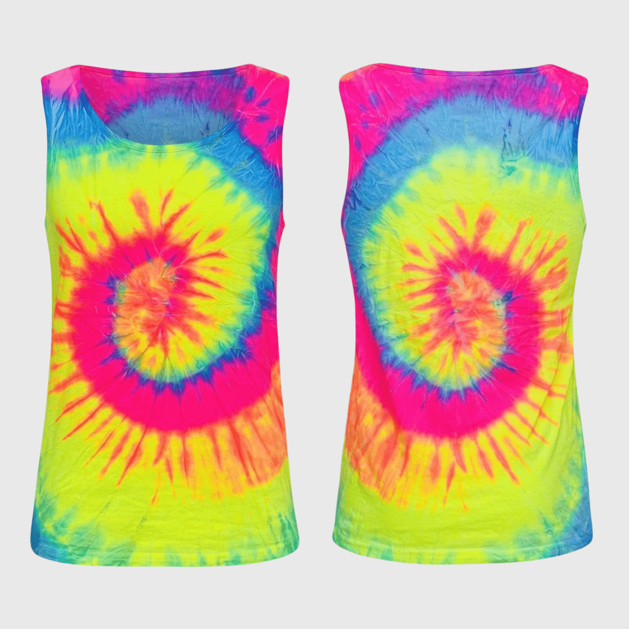 ILTEX Apparel - Wholesale Tank Top - Women's - Tie Dye Neon Rainbow Tank Top2