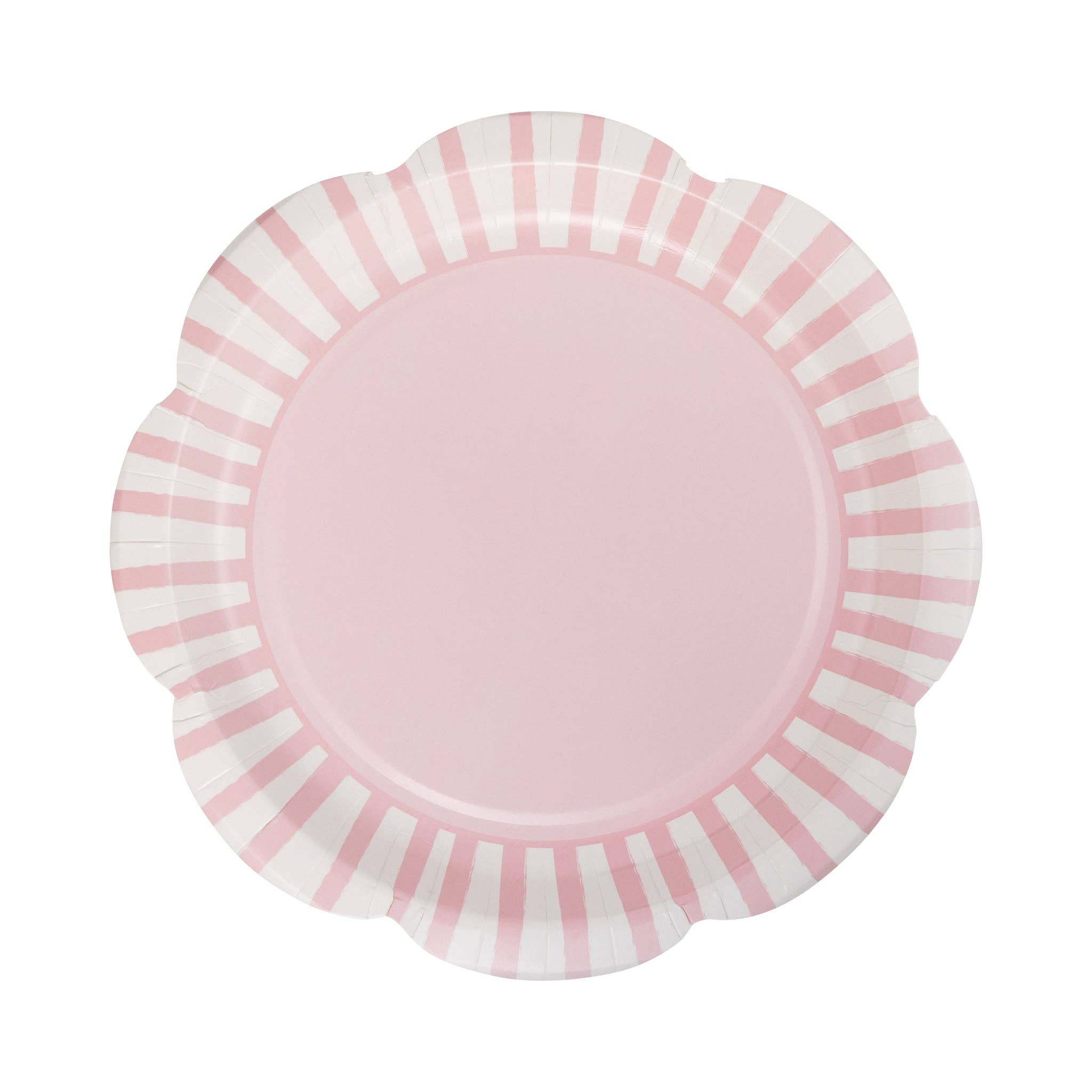 My Mind’s Eye – wholesale Disposable plate – PAR1138 - Pink Striped 9" Scallops Plate