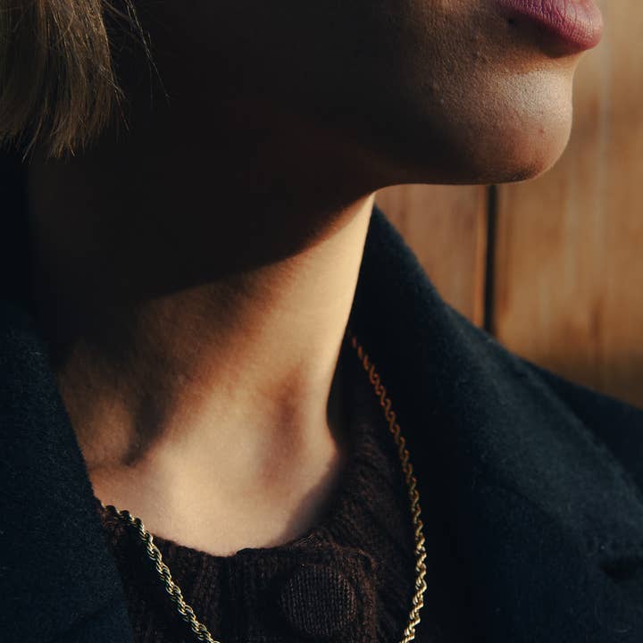 Nordic Muse - Wholesale Link & Chain Necklace - Gold Rope Twist Chain Necklace, Waterproof