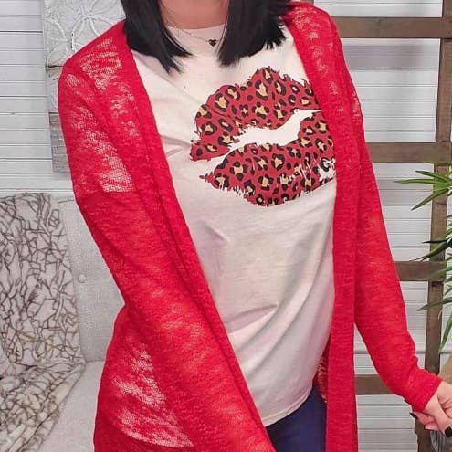 Sugar Stitch - Wholesale Screen Printed T-Shirt - Women's - Red Cheetah Lips T-Shirt