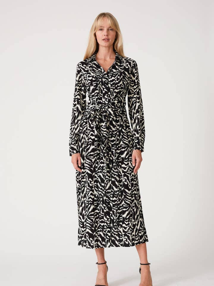 Printed Long Sleeve Button Down Maxi Dress for wholesale by Lovestitch