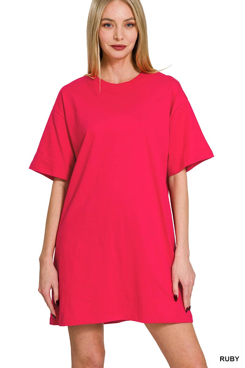 42POPS - Wholesale Dress - Women's - `SI-27586 Round Neck T Shirt Dress2