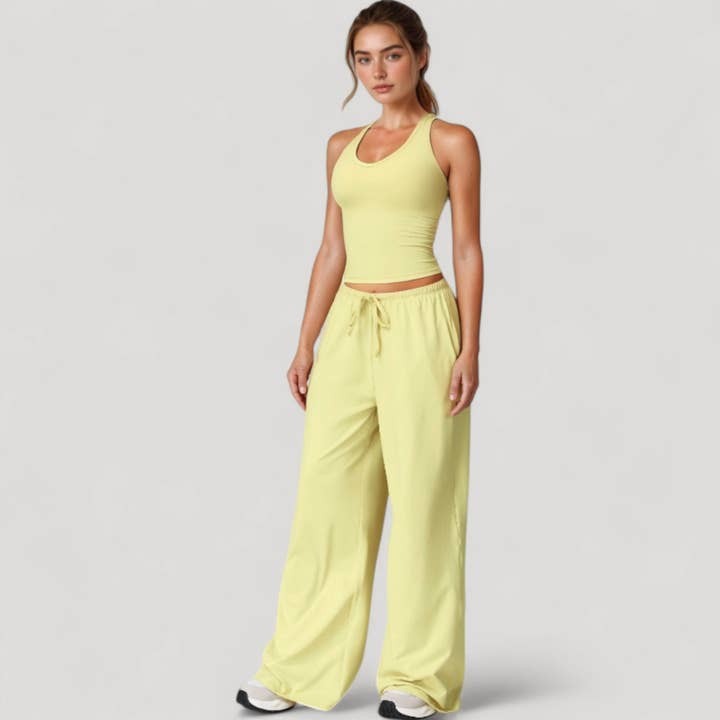 Active by Anna-Kaci - Wholesale Athletic Top - Women's - Cropped Active Tank Top with Built-In Bra and Racerback Desi11