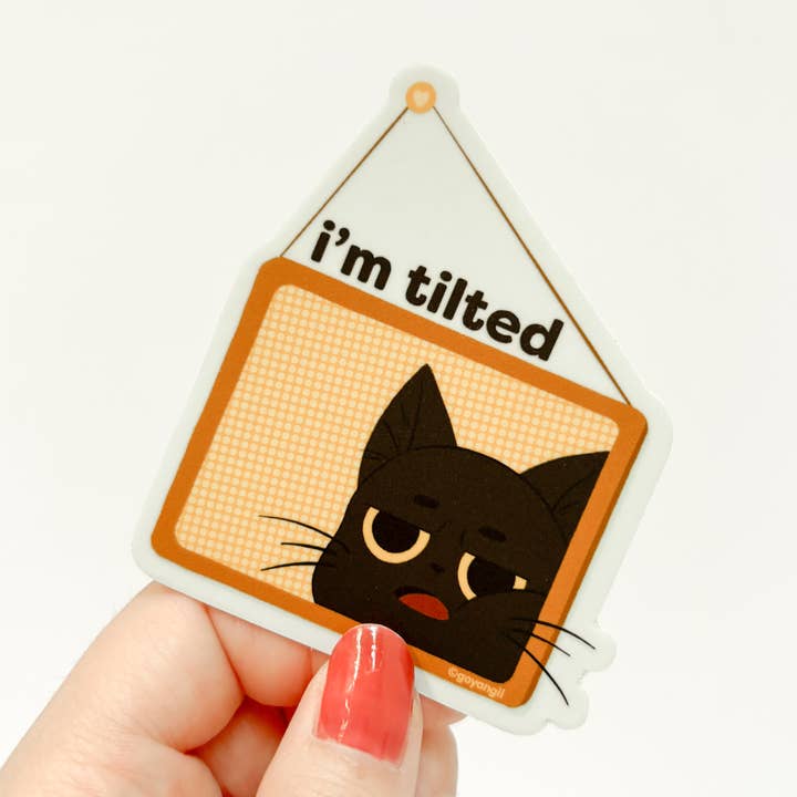 Autocollant en vinyle imperméable Chat penché pour la vente par goyangii