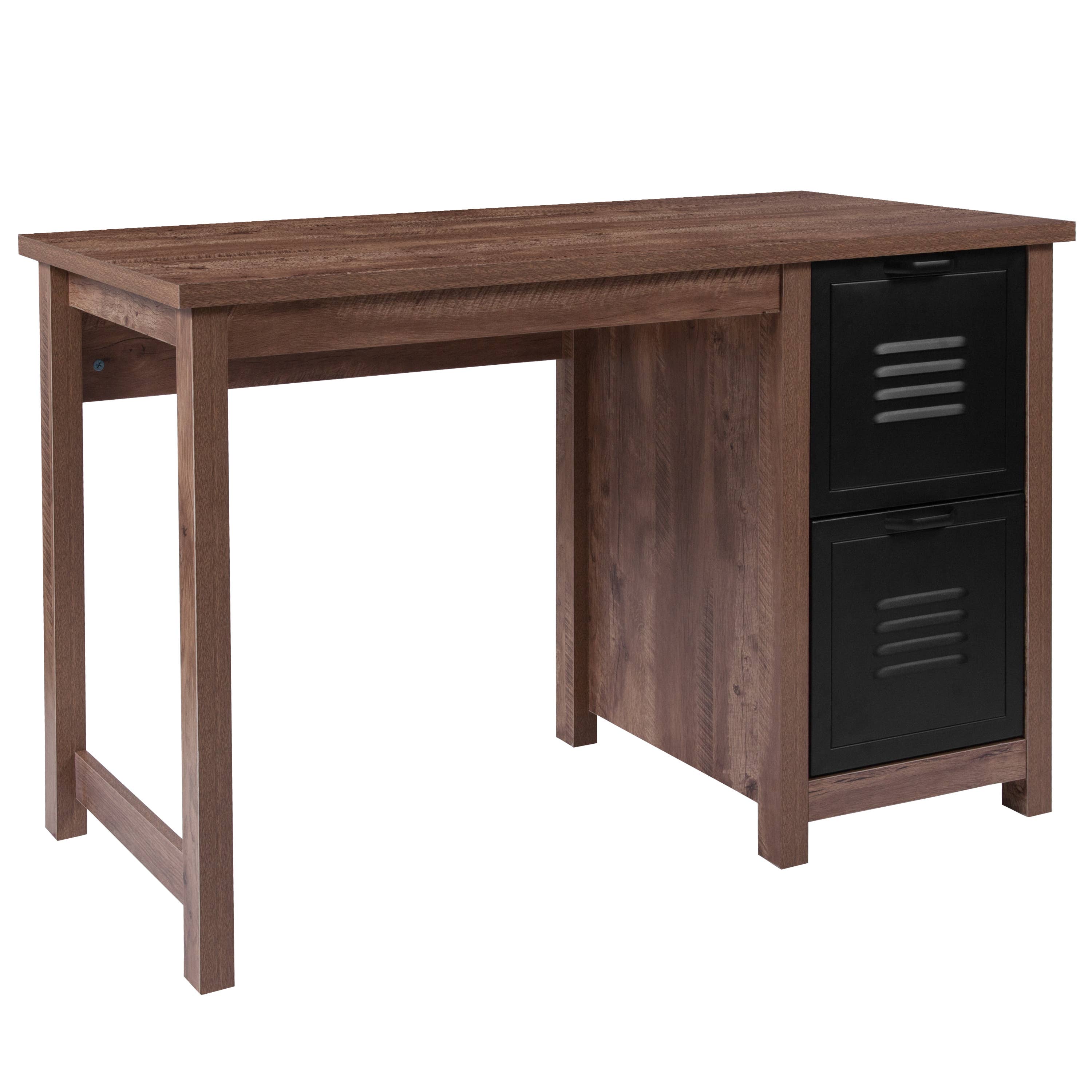 Flash Furniture - Wholesale Desk Set - Oak Wood Finish Computer Desk with Metal Drawers0