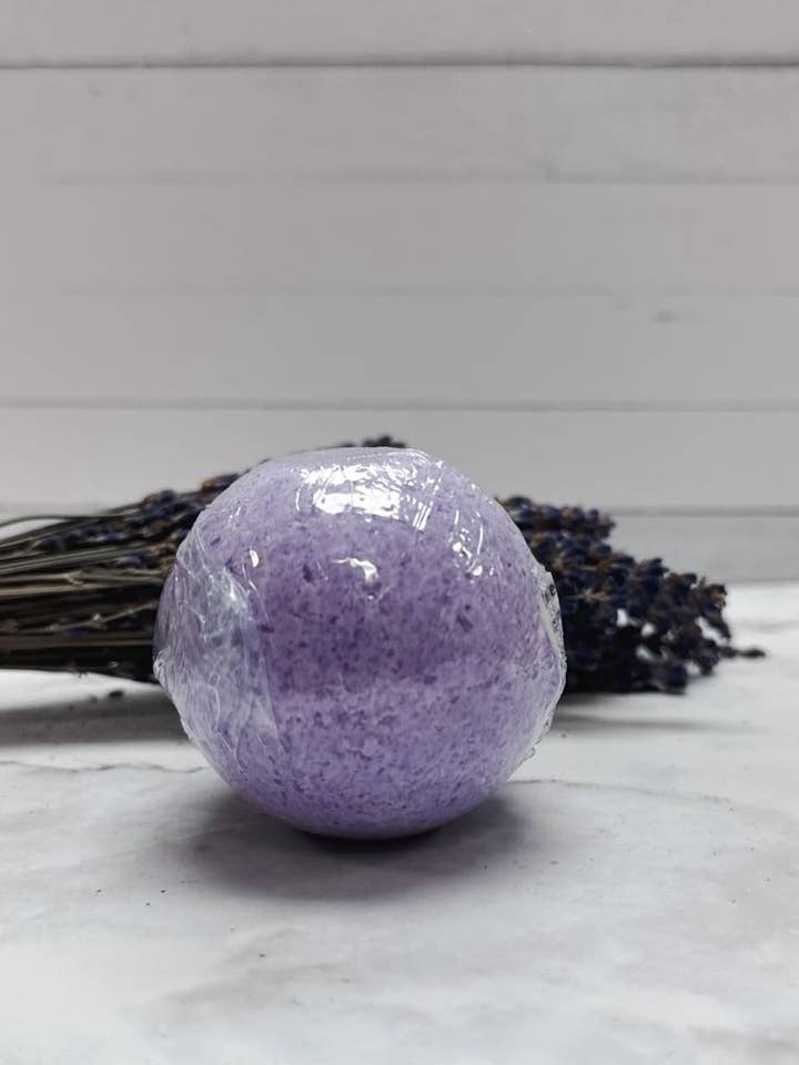 Lavender Bath Bomb Handmade for wholesale by Sun & Spruce Soaps