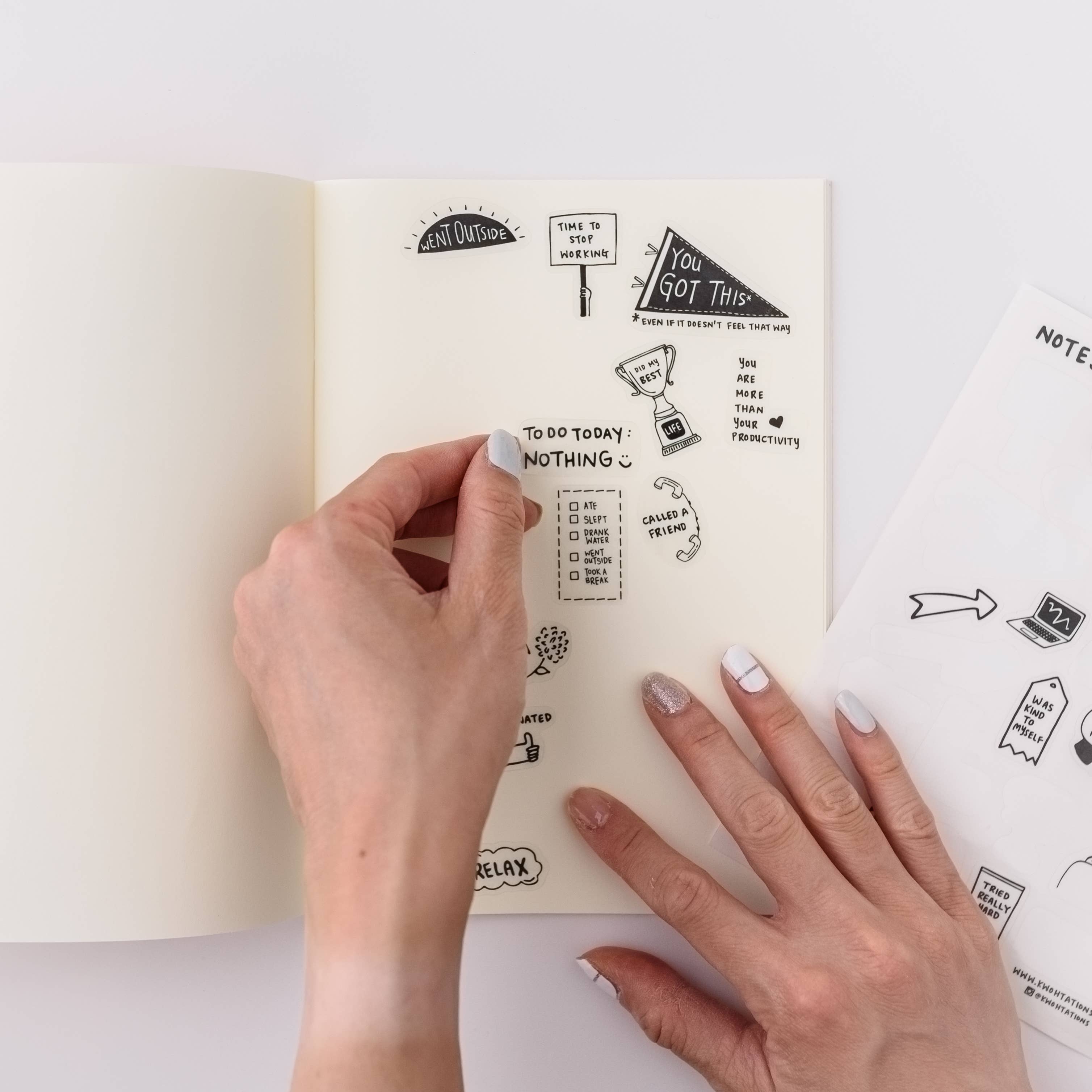 Kwohtations - Wholesale Sticker - Self Care Sticker Sheet - Transparent Planner Stickers2