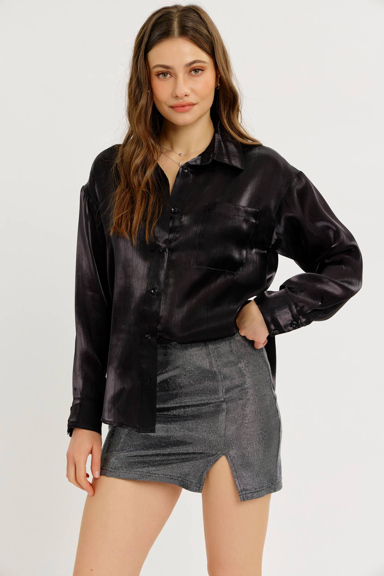 idem ditto - Wholesale Skirt - Women's - FESTIVE ESSENTIAL METALLIC MINI SKIRT WITH FRONT SLIT6