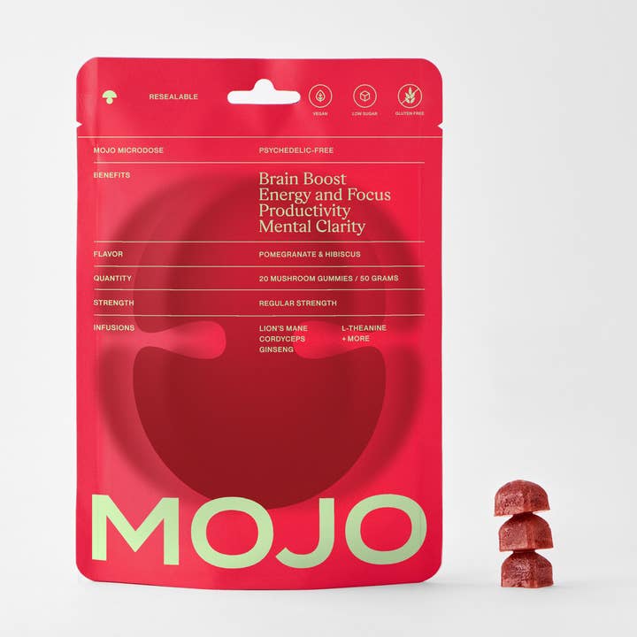 Gélifiés stimulant le cerveau, grenade et hibiscus pour la vente par Mojo Gummies