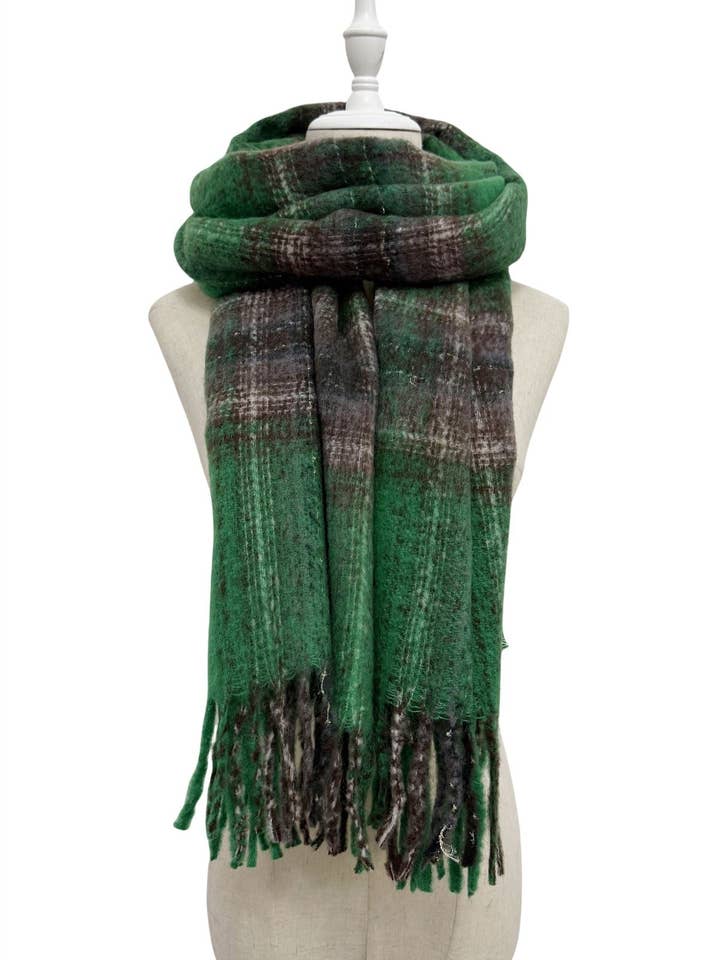 Woven Check Tassel Scarf for wholesale by Fashion Scarf World