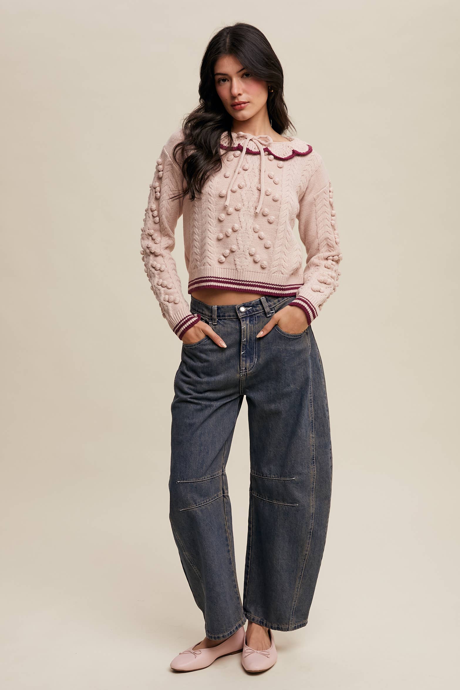 Listicle - Wholesale Knit Sweater - Women's - Pom Pom Cable Knit Sweater7