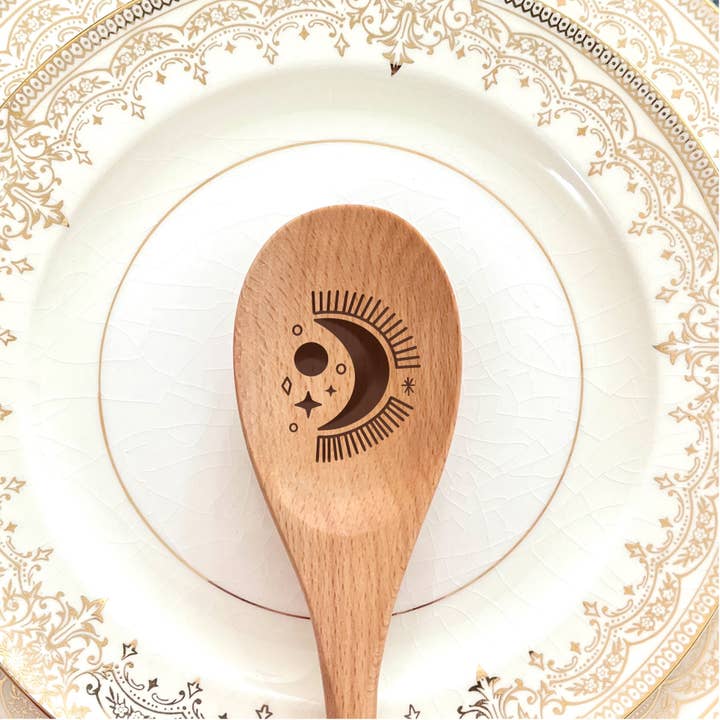 The Homebody Society - Wholesale Serving Utensil - Moon Burst Wooden Serving Spoon