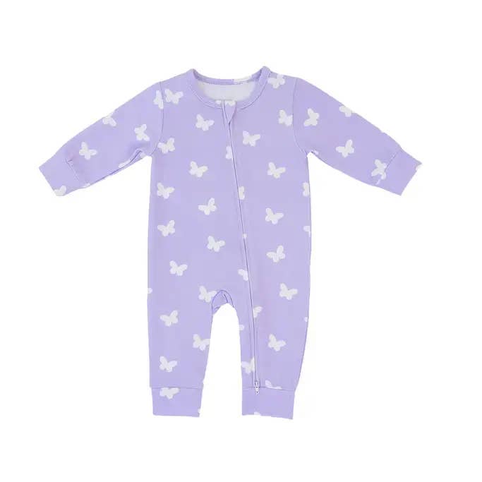 Snuggle Buds - Wholesale Sleepsuit - Baby - Lilac Flutter Zipped Onesie (0–12 Months) – 100% Cotton Muslin Baby Sleepwear13