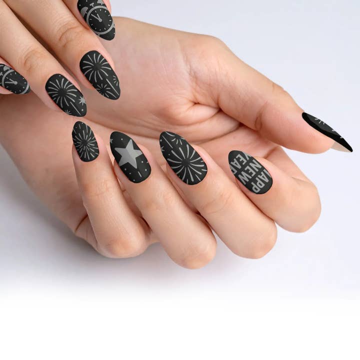 Nachtdunkle Glitzer-Onyx-Feier-Kunstnägel für den Großhandel von FYNE BODY