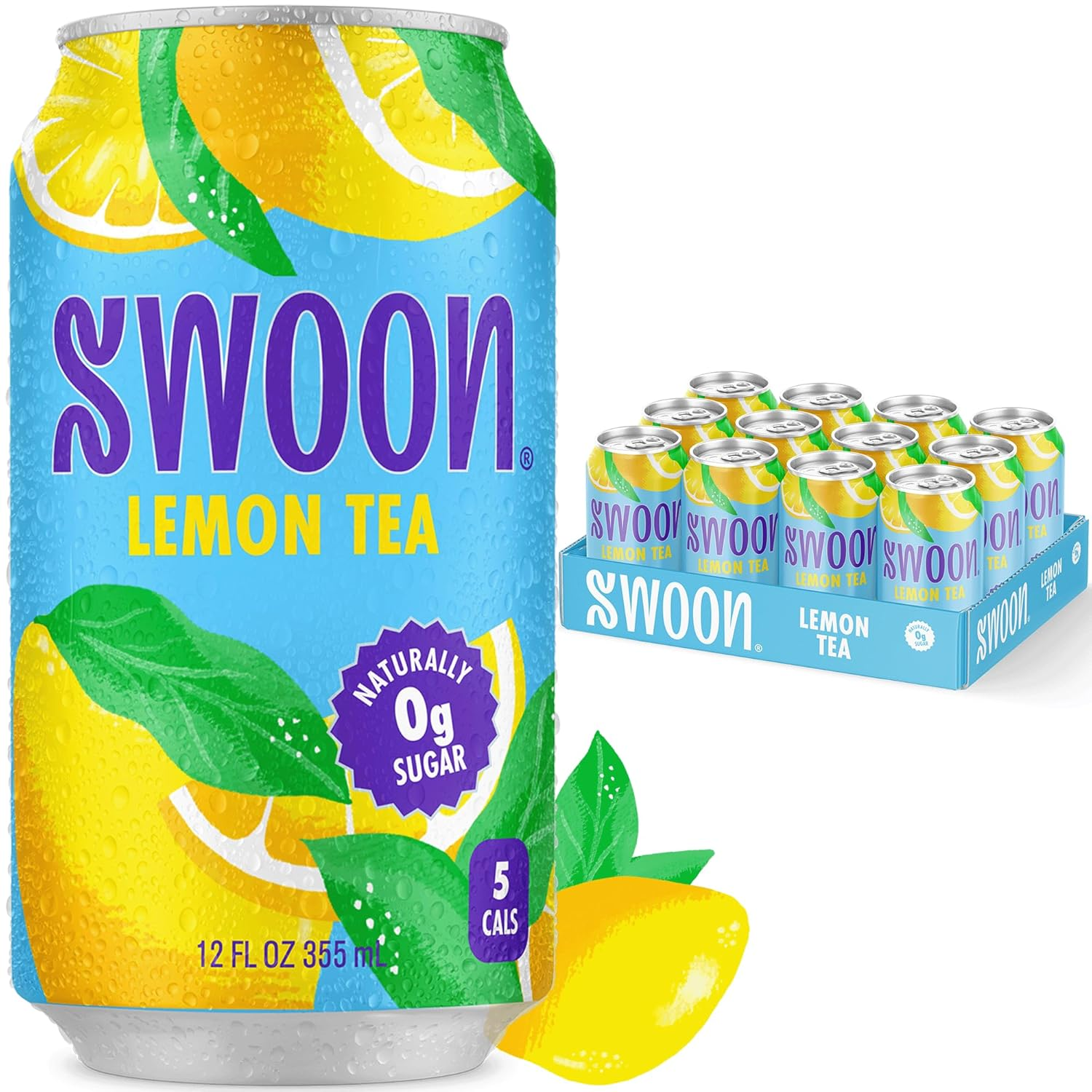 EcoQuality – wholesale Iced tea – 12oz Swoon Lemon Tea Zero Sugar Refreshing Sweet Tea Drink Pack of 120
