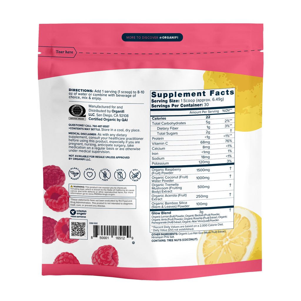 Organifi - Wholesale Powdered Health Drink - Glow - Plant Based Collagen Production3