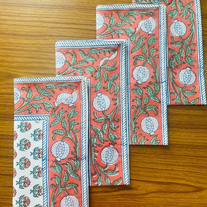 Orange and Green Bordered Napkins Wedding Events Home Party for wholesale by Fabricrush