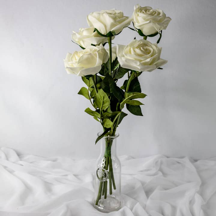 Realistic Artificial Flowers - Venta al por mayor Flores artificiales - Rosa blanca natural con toque real, flores artificiales realistas