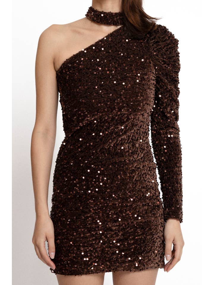 Chilli Girl Collection - Wholesale Dress - Women's - Asymmetrical mini dress with sequin details 7