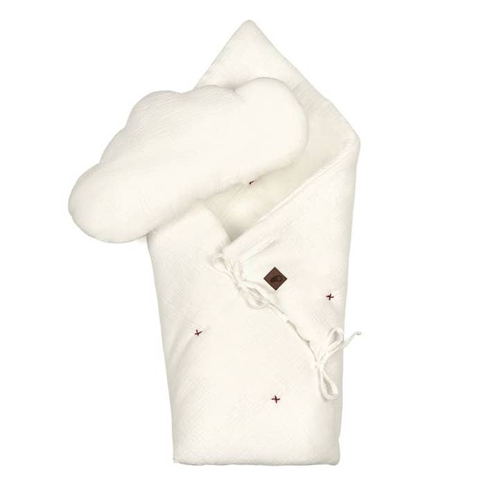 Couette en mousseline bio avec coussin Baby Horn White pour la vente par Hi Little One