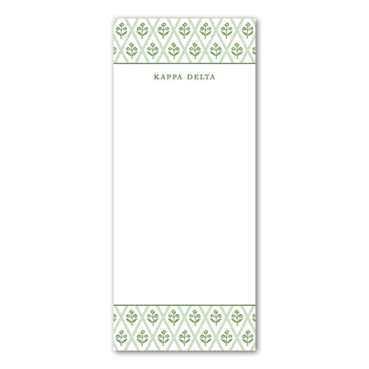 Kappa Delta Bespoke Block Print Greek Skinny Notepad for wholesale by Dogwood Hill
