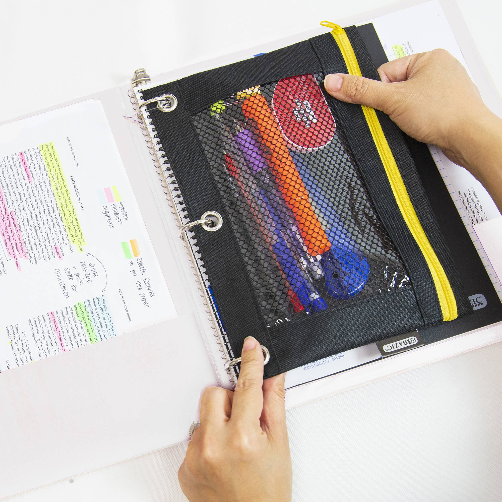 BAZIC Products - Wholesale Binder - Binder 1" White 3-Ring w/ 2-Pockets2