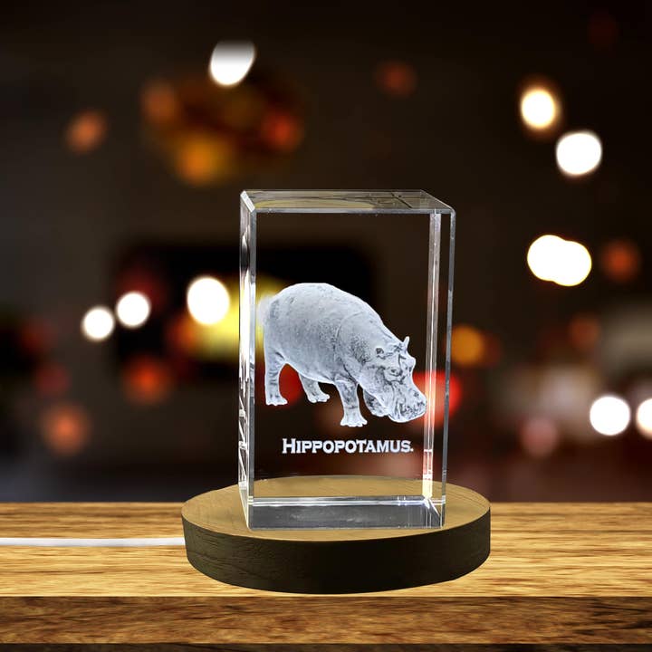 Recognition Hippo Crystal Carvings | Gems Herbivores for wholesale by AB Crystal Collection