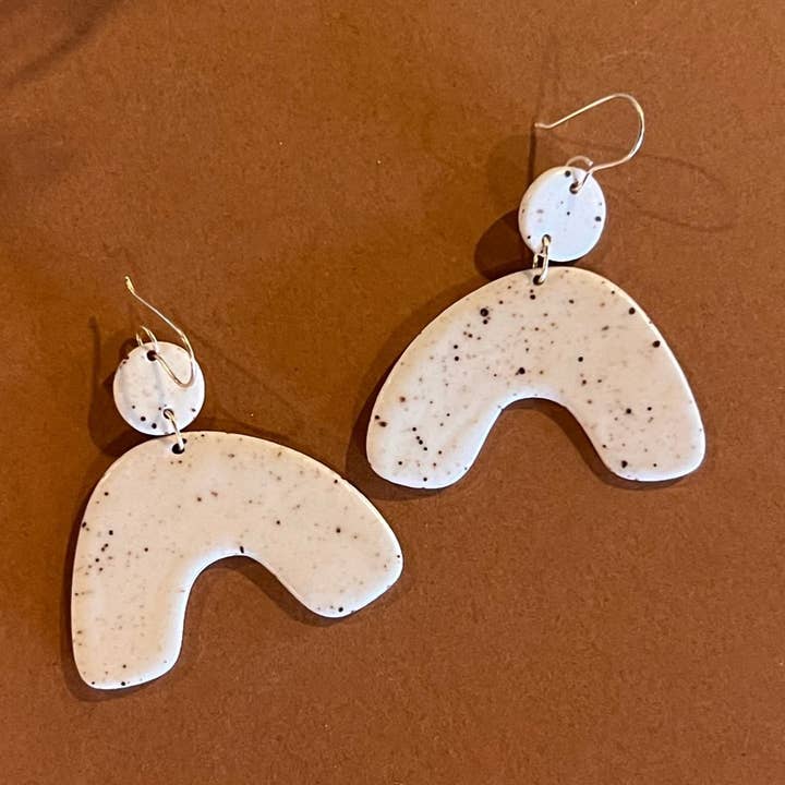Sun + Wide Arch Dangle Earring for wholesale by Klei Ceramics