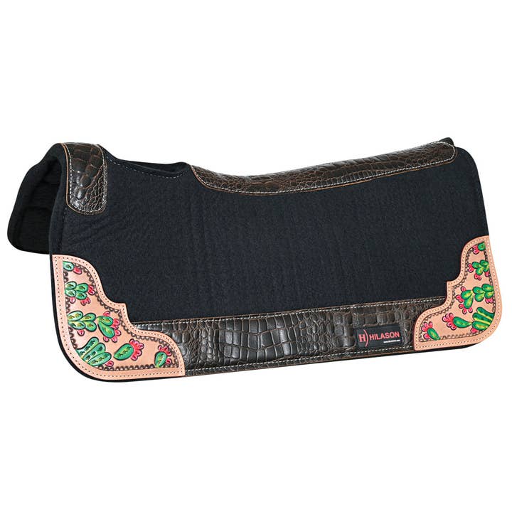HILASON Western Wool Felt Horse Saddle Pad W/ Distressed Wear Leather | for Horses for wholesale by HILASON