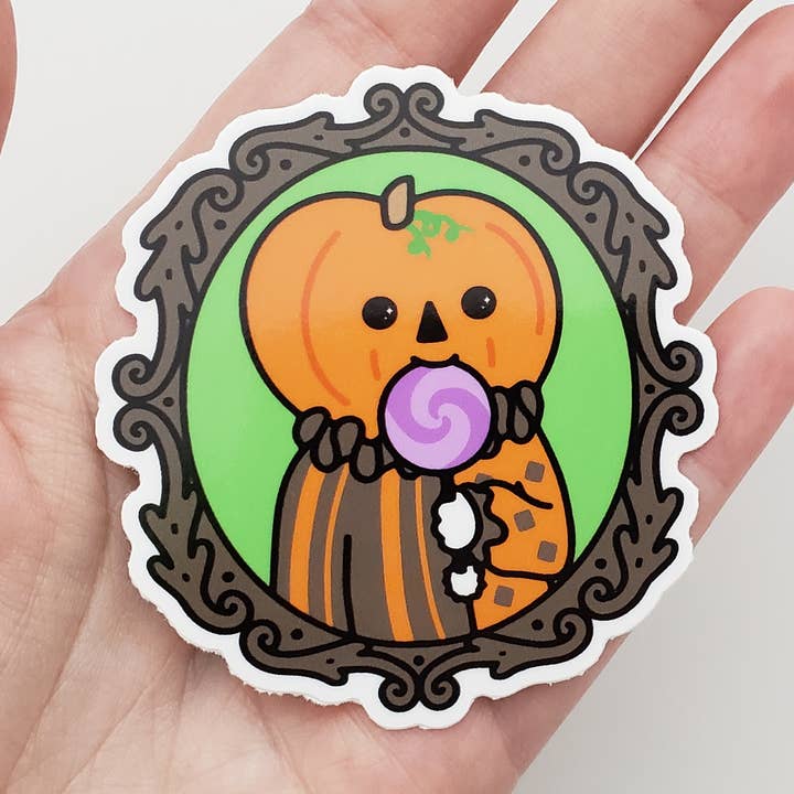 Framed Pumpkin Boi Halloween vinyl sticker for wholesale by These Things