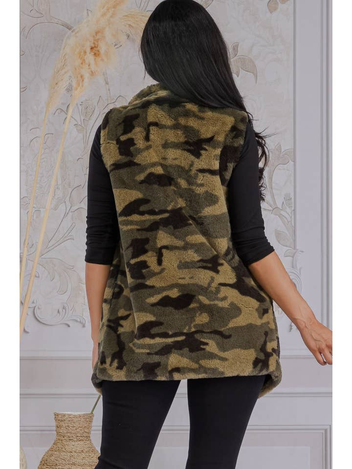 MS0135-1 - Camo Print Fuzzy Vest for wholesale on Faire3