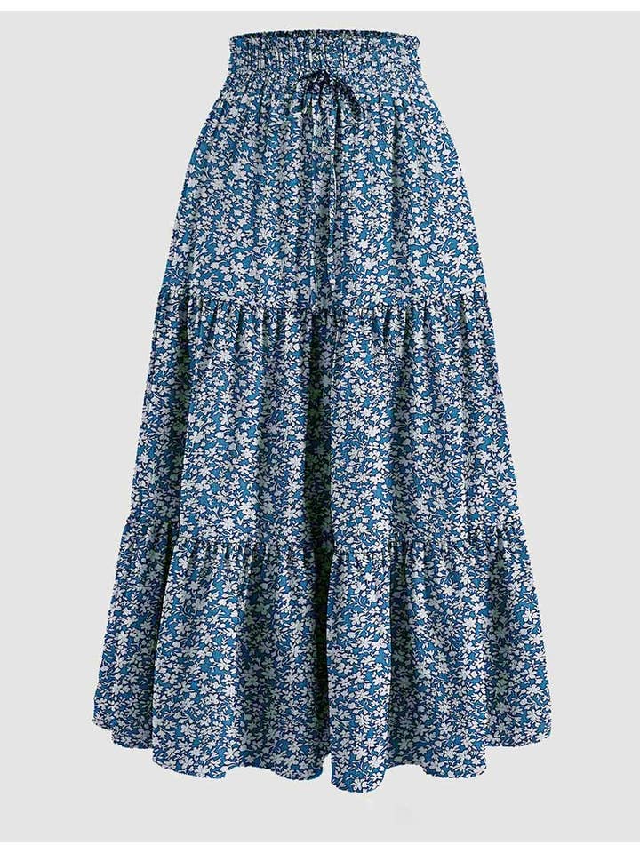 Sweetkama - Wholesale Skirt - Women's - Ladies Boho Elastic Waist Ruched Drawstring Skirt8