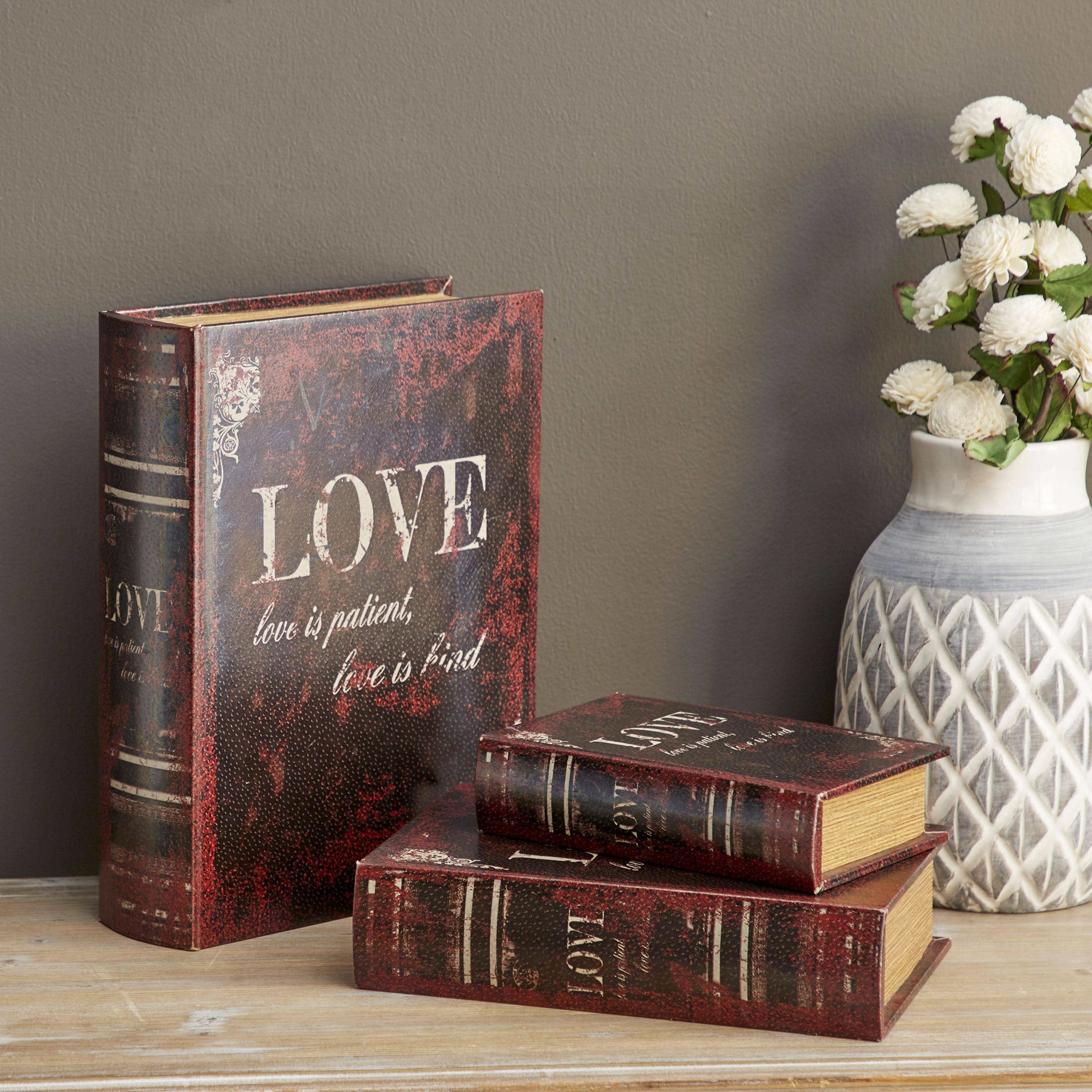 Import Corner – wholesale Dekorativt bordsobjekt – A-59380: TRÄLÄDERBOKLÅDA SET OM 3 13", 11", 8"H7