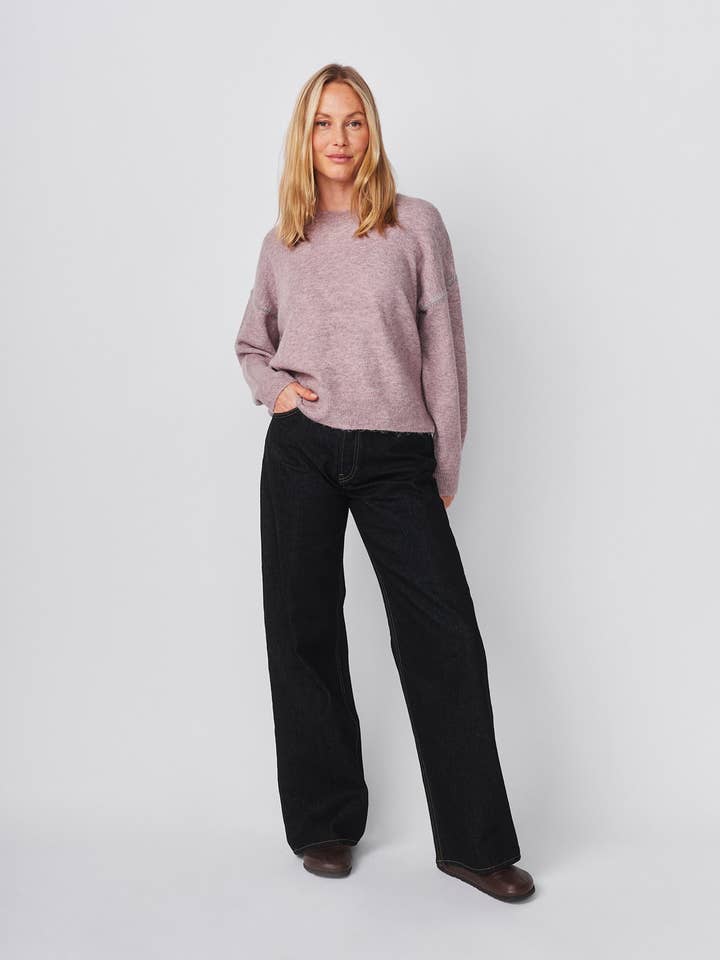 Diverse Baseball Stitch Pullover Tröja i Mauve för wholesale av Sundry Clothing